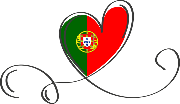 Portugal Flag in a Heart Outline